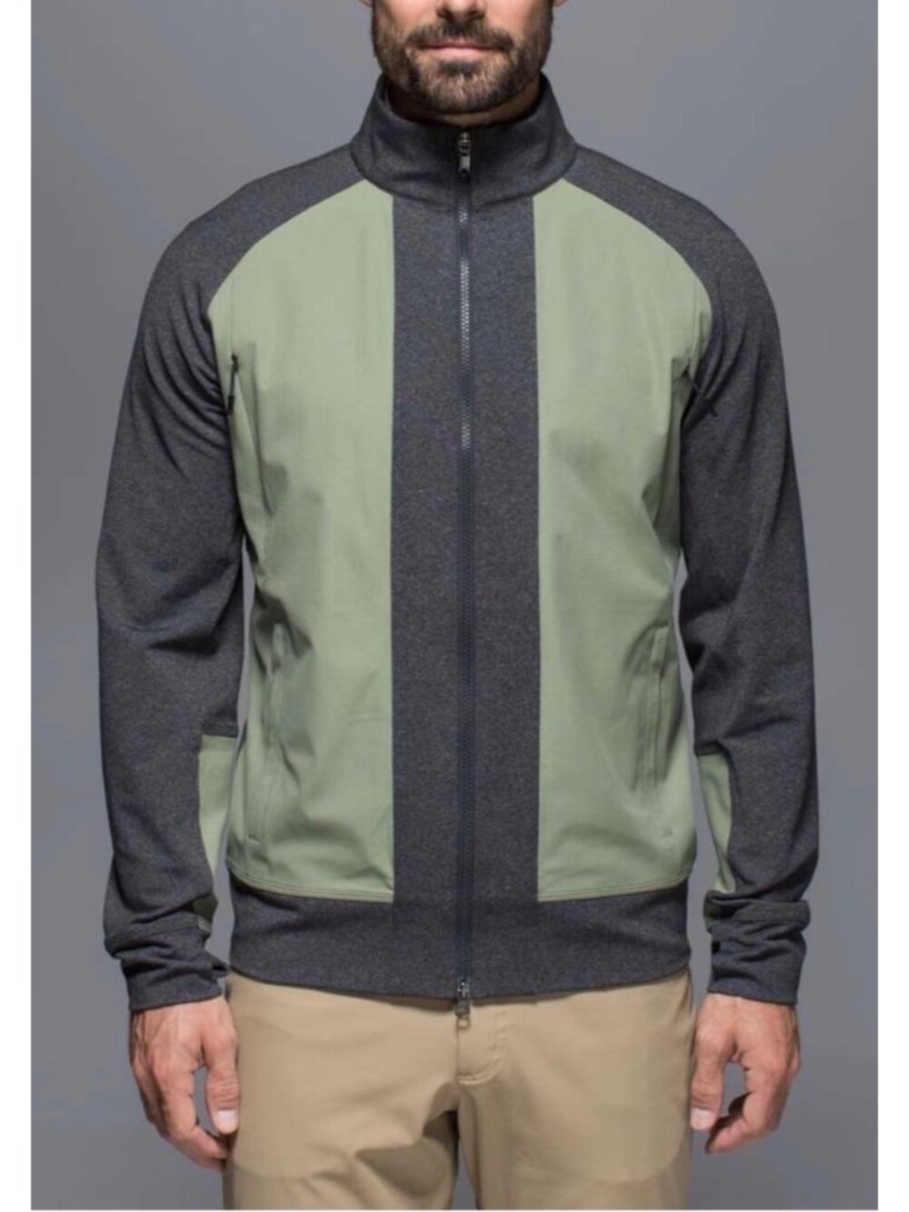 Lululemon Tactic Size Large Men's Full Zip Jacket Heathered Gray Green Pockets A